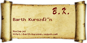 Barth Kurszán névjegykártya